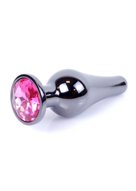 MyLove Toys – Elegancki Korek Analny z Ciemnosrebrnej Stali z Różowym Kryształem