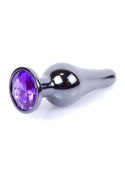 MyLove Toys - Biżuteryjny Korek Analny w Odcieniu Ciemnego Srebra - Fioletowy