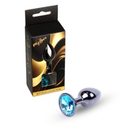 MyLove Toys – Plug Analny z Ciemnego Srebra z Błękitnym Kryształem