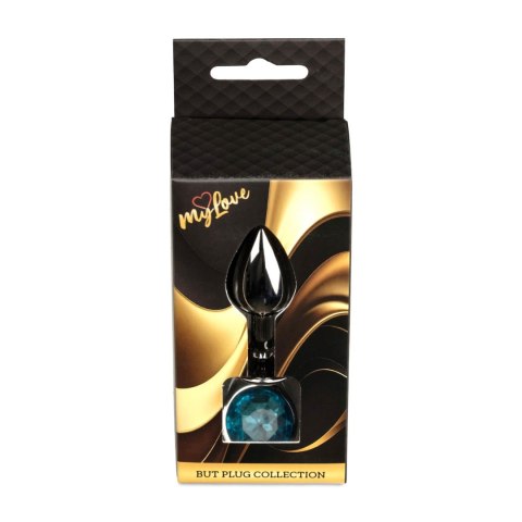 MyLove Toys – Plug Analny z Ciemnego Srebra z Błękitnym Kryształem