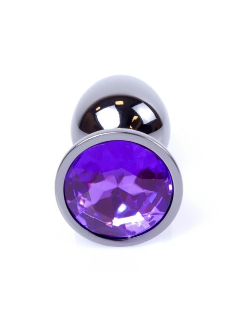 MyLove Toys - Fioletowy, biżuteryjny plug analny z ciemnego srebra