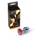 MyLove Toys - Biżuteryjny Plug Analny | Ciemne Srebro z Czerwonym Klejnotem