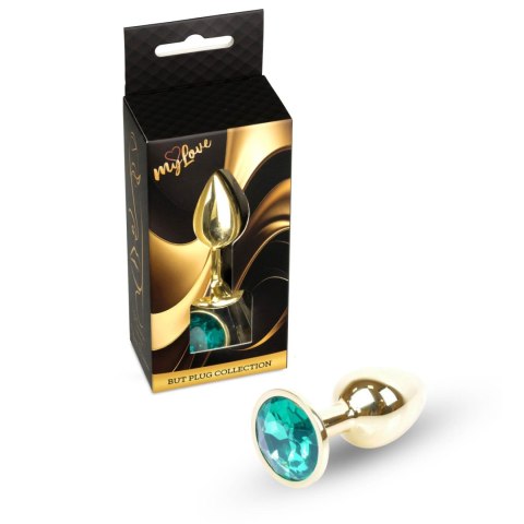 MyLove Toys - Złoty Plug Analny z Zielonym Klejnotem