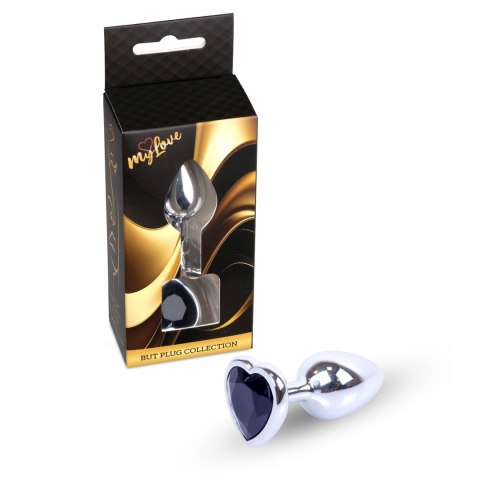 MyLove Toys – Elegancki Korek Analny z Biżuteryjnym Srebrnym Sercem – Czarny