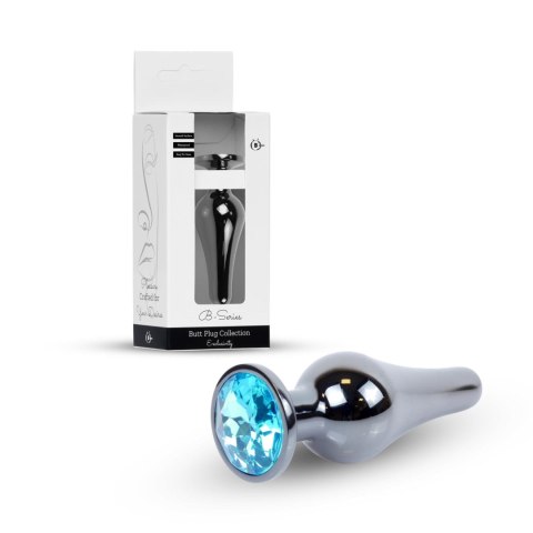 Biżuteryjny Plug Analny Dark Silver z Błękitnym Klejnotem