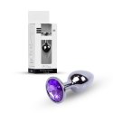 Elegancki Plug Analny z Purpurowym Kryształem - Ciemne Srebro