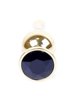 MyLove Toys – Elegancki czarny plug analny ze złotym biżuteryjnym zdobieniem