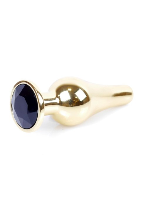 MyLove Toys – Elegancki czarny plug analny ze złotym biżuteryjnym zdobieniem