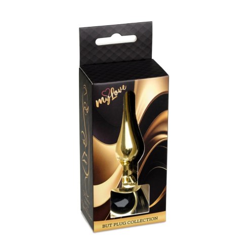 MyLove Toys – Elegancki czarny plug analny ze złotym biżuteryjnym zdobieniem
