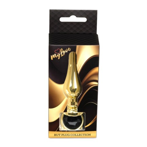 MyLove Toys – Elegancki czarny plug analny ze złotym biżuteryjnym zdobieniem