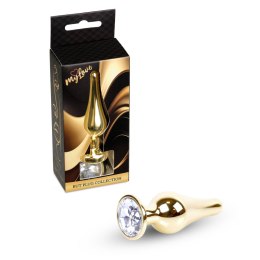 MyLove Toys - Biżuteryjny Korek Analny GOLD - Przeźroczysty