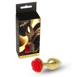 MyLove Toys – Złocisty Korek An*lny z Czerwoną Różą