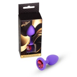 MyLove Toys - Fioletowy silikonowy plug analny z biżuteryjnym zdobieniem, rozmiar M