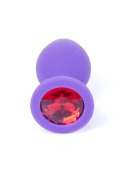 MyLove Toys - Fioletowy silikonowy plug analny z biżuteryjnym zdobieniem, rozmiar M