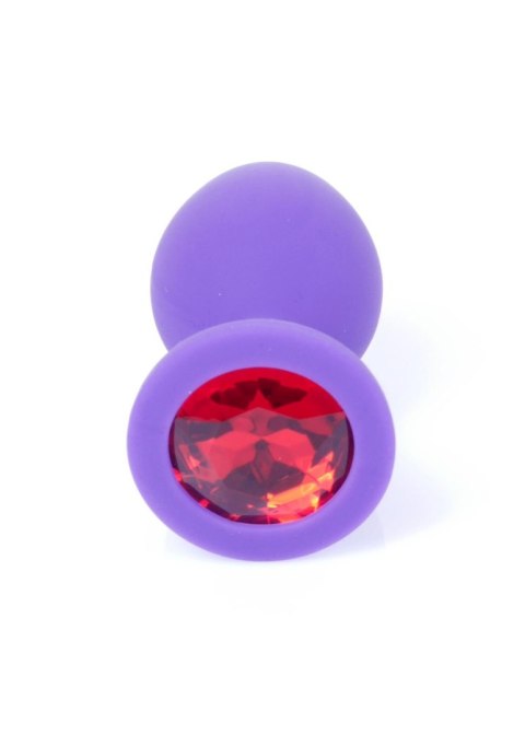 MyLove Toys - Fioletowy silikonowy plug analny z biżuteryjnym zdobieniem, rozmiar M