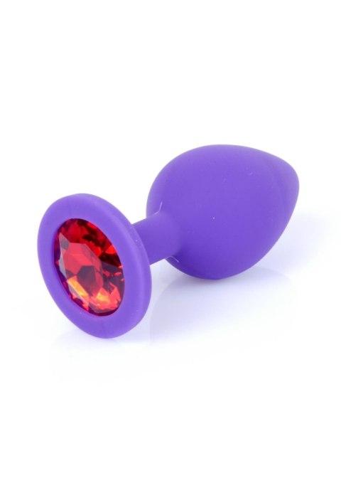 MyLove Toys - Fioletowy silikonowy plug analny z biżuteryjnym zdobieniem, rozmiar M