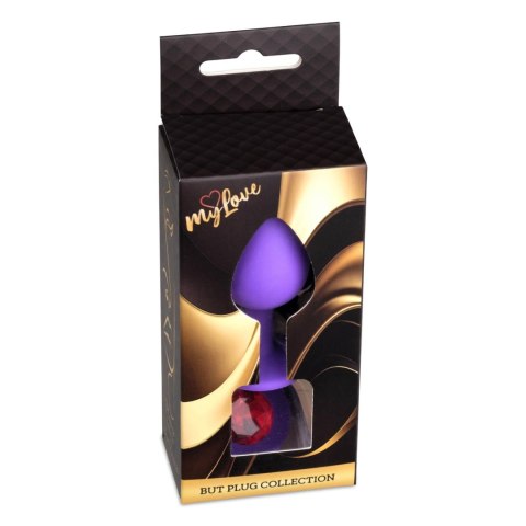 MyLove Toys - Fioletowy silikonowy plug analny z biżuteryjnym zdobieniem, rozmiar M