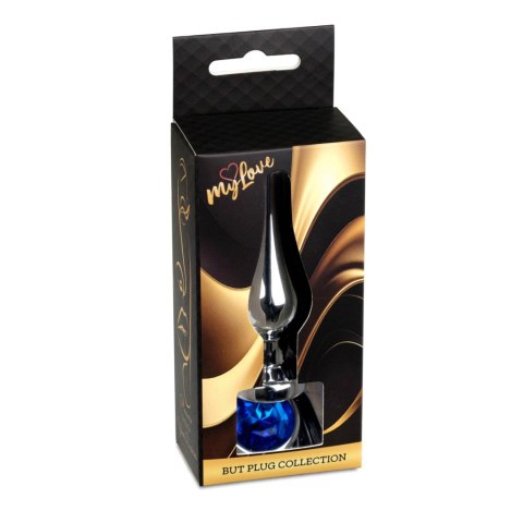 MyLove Toys - Biżuteryjny Plug Analny ze Stali Szlachetnej z Ciemnoniebieskim Kryształem