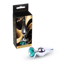 MyLove Toys - Biżuteryjny Korek Analny – Srebrny z Zielonym Kryształkiem