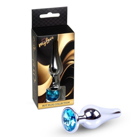 MyLove Toys – Biżuteryjny Korek Analny ze Stali Nierdzewnej z Jasnoniebieskim Klejnotem