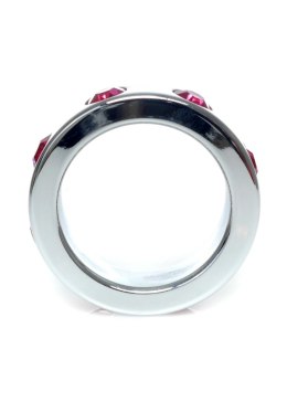 Elegancki Metalowy Pierścień Erekcyjny z Różowymi Kryształkami – Rozmiar M