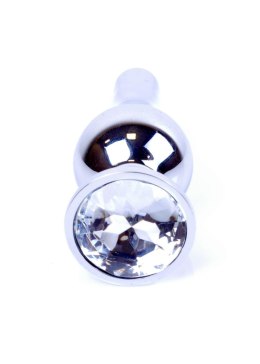 Biżuteryjny korek analny Silver BUTT PLUG – Przezroczysty