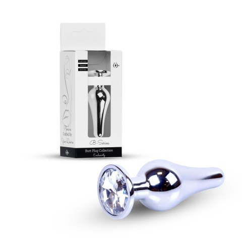 Biżuteryjny korek analny Silver BUTT PLUG – Przezroczysty