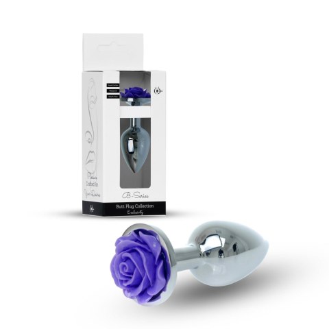 Biżuteria Analna Plug Rose – Srebrny z Fioletową Różą