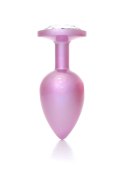 Korek Analny z Biżuteryjnym Kryształem 'Pearl Pink', Rozmiar L