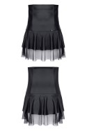 Regnes CRD001 - Zmysłowa Mini Spódniczka Wetlook, Czarna M
