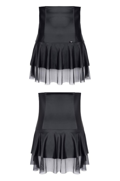 Regnes CRD001 - Zmysłowa Mini Spódniczka Wetlook, Czarna M