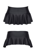 Regnes CRD003 – Zmysłowa Mini Spódniczka Wetlook, Czarna, Rozmiar L