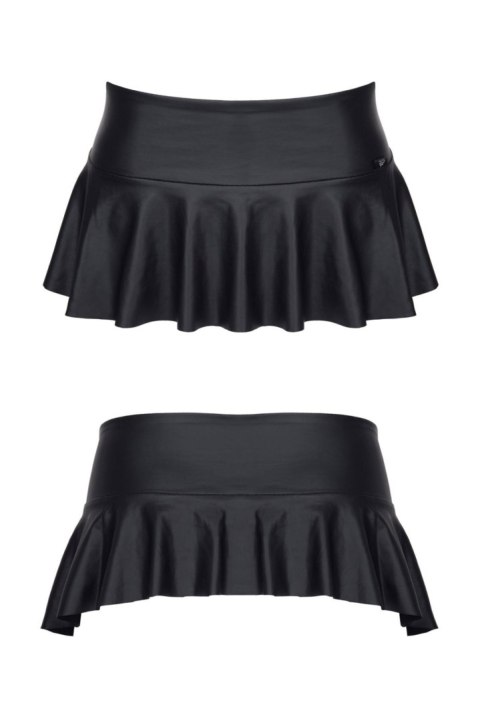 Regnes CRD003 – Zmysłowa Mini Spódniczka Wetlook, Czarna, Rozmiar L