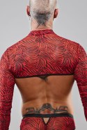 Zmysłowy męski top z długimi rękawami w zebrę - XXL