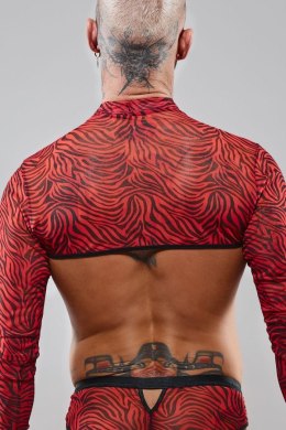 Zmysłowy męski top z długimi rękawami w zebrę - XXL