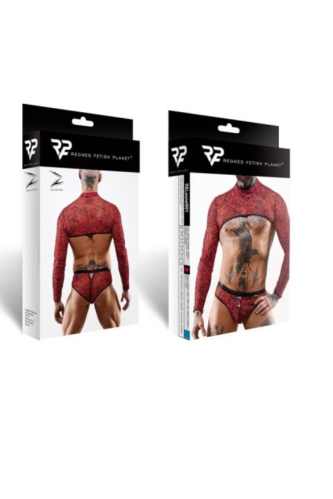 Zmysłowy męski top z długimi rękawami w zebrę - XXL