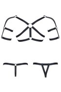 Zmysłowy komplet fetish dla mężczyzn: Elastyczny T-shirt z ozdobami i podwójne stringi (rozmiary XXL/XXXL)