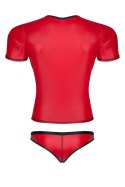 Zmysłowy komplet męski wetlook: T-shirt w serek i figi typu brazyliany (rozmiar S)