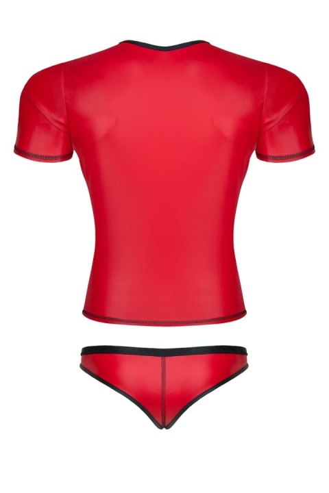 Zmysłowy komplet męski wetlook: T-shirt w serek i figi typu brazyliany (rozmiar S)