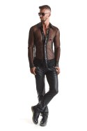 Elegancka Koszula RMCesare Wetlook i Siateczka – Czarna, Rozmiar S