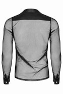 Elegancka Koszula RMCesare Wetlook i Siateczka – Czarna, Rozmiar S