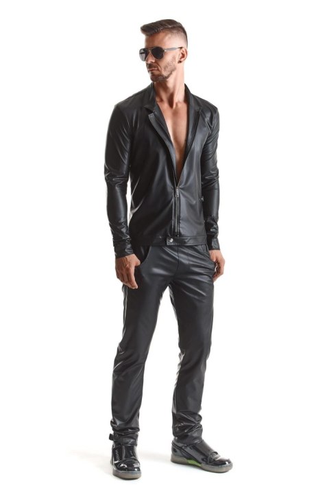 Czarna kurtka wetlook Giorgio RMG001 w rozmiarze XXL