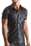 Elegancka koszula męska wetlook Luca – czarna – rozmiar XL