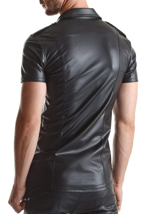 Elegancka koszula męska wetlook Luca – czarna – rozmiar XL