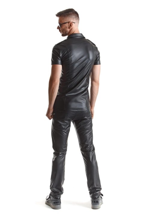 Elegancka koszula męska wetlook Luca – czarna – rozmiar XL