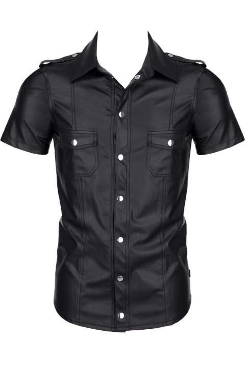 Elegancka koszula męska wetlook Luca – czarna – rozmiar XL