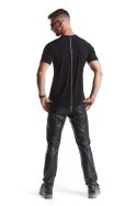 RMRiccardo001 – Kuszący Czarny T-shirt z Dwustronnym Zamkiem – L