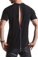RMRiccardo001 – Czarny T-shirt M z Zaskakującym Zamkiem na Plecach