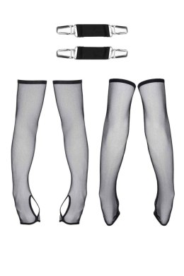 Regnes - CRD011: Eleganckie rękawiczki siateczkowe z paskami, czarne S/M