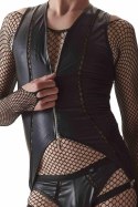Zmysłowy Komplet Regnes: Body i Majtki Jockstrap w Czerń Wetlook, Rozmiar M
